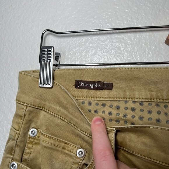 J. McLaughlin Womens Khaki Mustard Yellow Causal Pants Size 31 Slim Fit - Picture 5 of 13